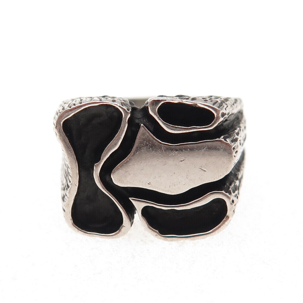 925 Sterling Silver Vintage Modernist Oxidized Ring Size 9.75 - Picture 3 of 8
